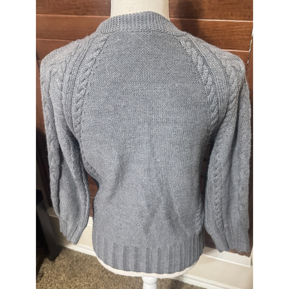 Ann Taylor Loft Sweater Womens S Gray Cable Knit Button Cardigan Wool Alpaca - Picture 4 of 6